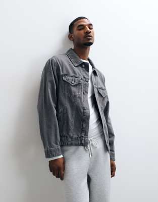 Asos Design Circular Design Collection Denim Trucker Jacket In Gray