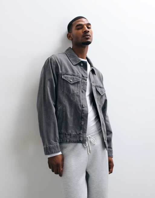 ASOS DESIGN Circular Design Collection denim trucker jacket in vintage mid wash grey, 2 of 5