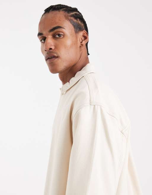 ASOS DESIGN - Circular Design Collection - Ecrufarvet skjorte i kraftig denim - Del af sæt , 4 af 5