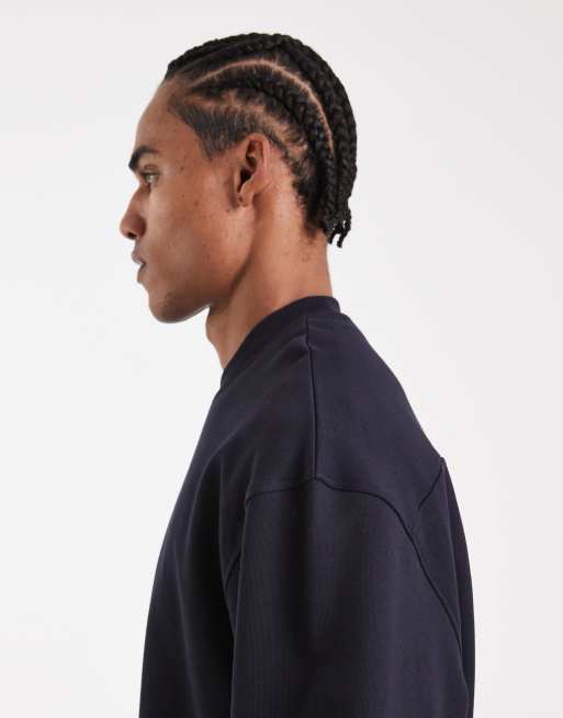 ASOS DESIGN - Circular Design Collection - Felpa pesante 400 gsm blu navy, 4 di 5