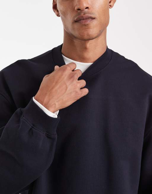 ASOS DESIGN - Circular Design Collection - Felpa pesante 400 gsm blu navy, 5 di 5