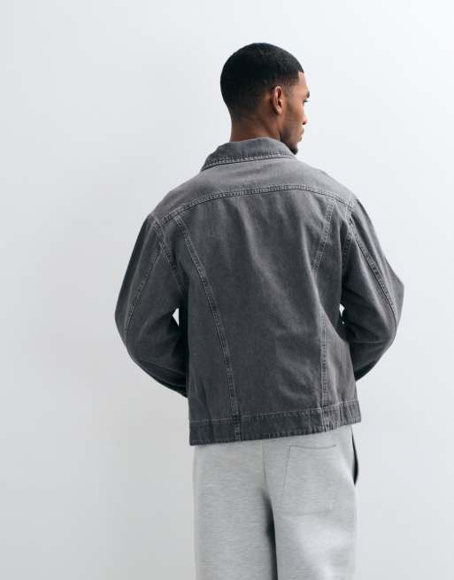 ASOS DESIGN - Circular Design Collection - Grå trucker-jakke i vintage-vasket denim, 3 af 5