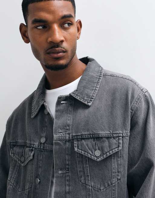ASOS DESIGN - Circular Design Collection - Grå trucker-jakke i vintage-vasket denim, 5 af 5
