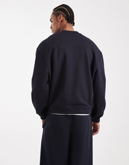 ASOS DESIGN – Circular Design Collection – Granatowa gruba bluza o gramaturze 400 g/m², 3 z 5