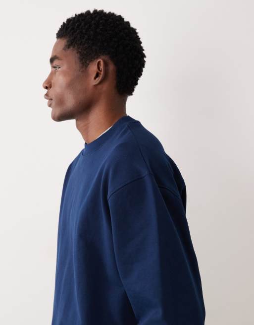 ASOS DESIGN – Circular Design Collection – Granatowa gruba bluza oversize o gramaturze 400 g/m², 4 z 5
