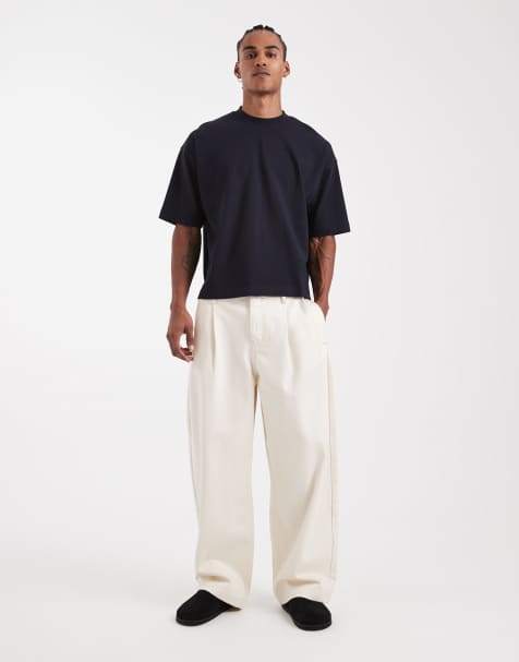 ASOS DESIGN Circular Design Collection heavyweight barrel fit jeans in ecru 