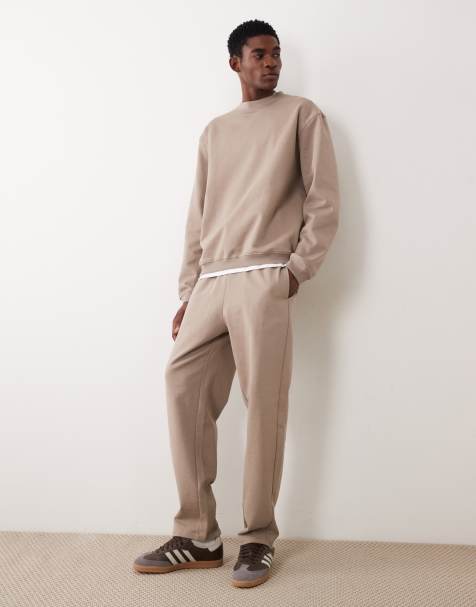 ASOS DESIGN Circular Design Collection heavyweight co-ord sweatshirt and straight leg jogger in 400gsm brown - view 1
