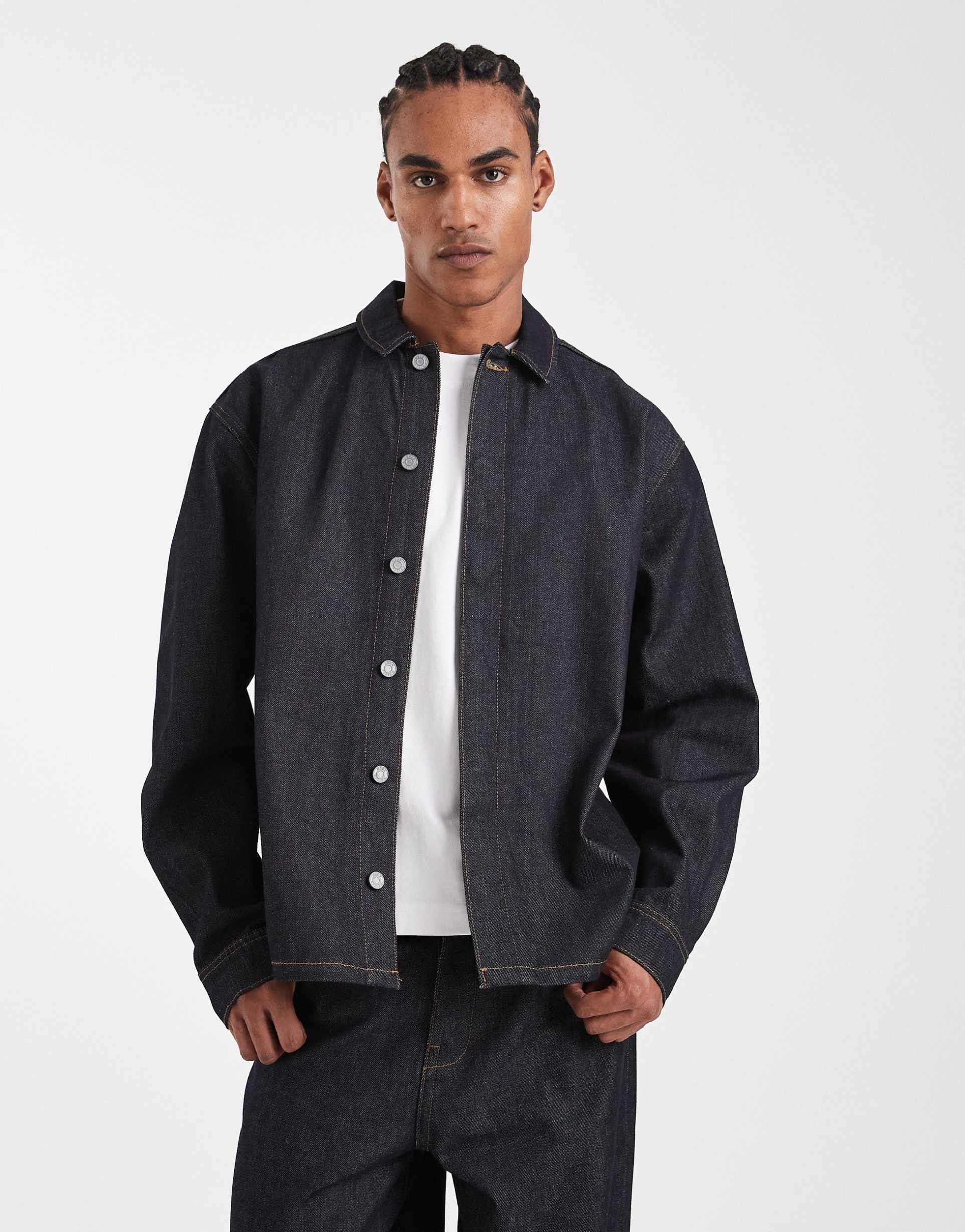 ASOS DESIGN Circular Design Collection heavyweight denim jacket in indigo - part of a set