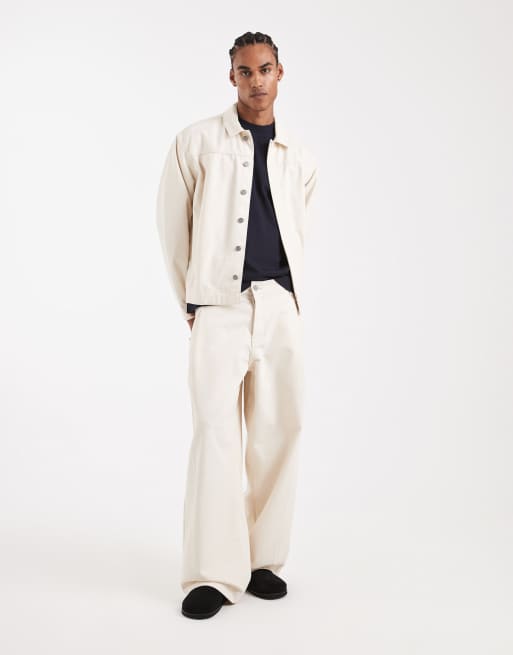 ASOS DESIGN Circular Design Collection heavyweight harrington denim jacket in ecru (Part of a set) , 2 of 5