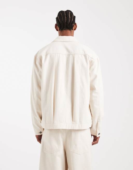 ASOS DESIGN Circular Design Collection heavyweight harrington denim jacket in ecru (Part of a set) , 3 of 5