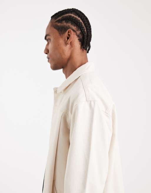 ASOS DESIGN Circular Design Collection heavyweight harrington denim jacket in ecru (Part of a set) , 4 of 5