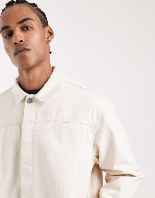 ASOS DESIGN Circular Design Collection heavyweight harrington denim jacket in ecru (Part of a set) , 5 of 5
