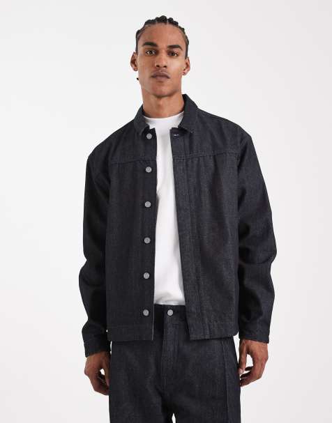 ASOS DESIGN Circular Design Collection heavyweight harrington denim jacket in indigo - part of a set - view 1