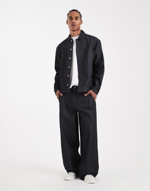 ASOS DESIGN Circular Design Collection heavyweight harrington denim jacket in indigo - part of a set, 2 of 5