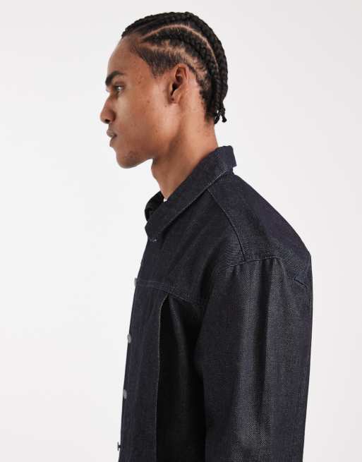 ASOS DESIGN Circular Design Collection heavyweight harrington denim jacket in indigo - part of a set, 4 of 5