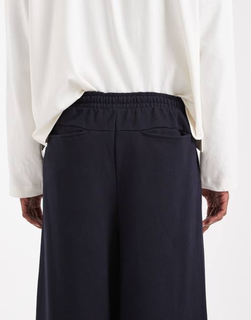 ASOS DESIGN circular design collection heavyweight  horseshoe jogger in 400gsms  in navy, 4 of 5