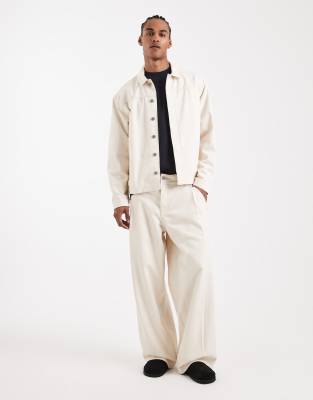 ASOS DESIGN Circular Design Collection heavyweight loose jeans with deep pleats in ecru – part of a set-White