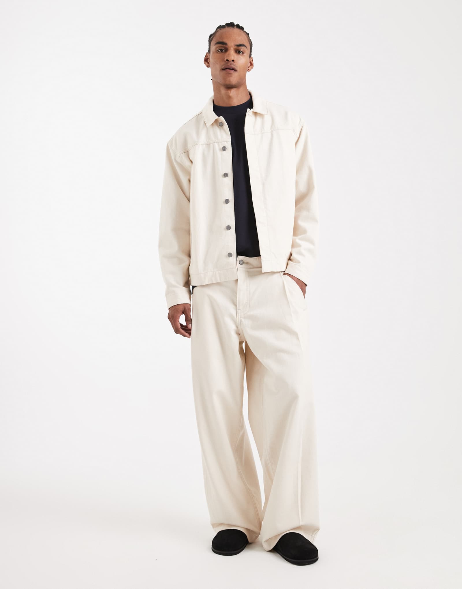 Джинсы свободного кроя с глубокими складками цвета экрю из коллекции ASOS DESIGN Circular Design Collection - часть комплекта 