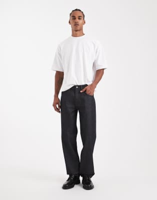 Asos Design Circular Design Collection Heavyweight Straight Leg Jeans In Blue