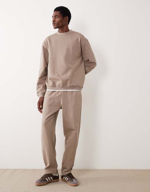 ASOS DESIGN Circular Design Collection heavyweight co-ord sweatshirt and straight leg jogger in 400gsm brown, 2 of 3