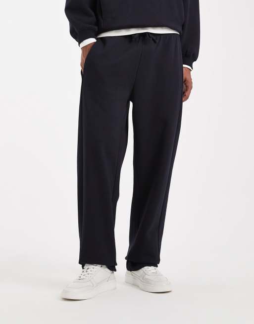 ASOS DESIGN circular design collection heavyweight straight leg sweatpants in 400gsms in navy, 3 of 5