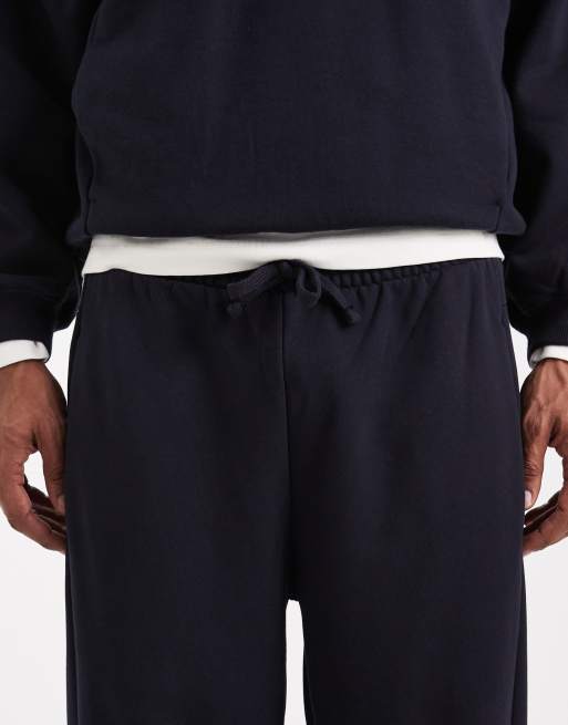 ASOS DESIGN circular design collection heavyweight straight leg sweatpants in 400gsms in navy, 5 of 5