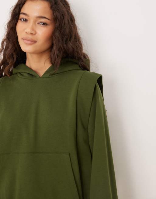 ASOS DESIGN Circular Design Collection hoodie with seam detail in dark olive, 2 of 4