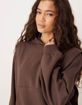 Asos Design Circular Design Collection Hoodie With Seam Details In Brown