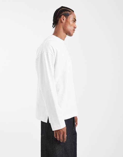 ASOS DESIGN - Circular Design Collection - Hvid, oversized langærmet T-shirt i ekstra kraftigt stof - view 1