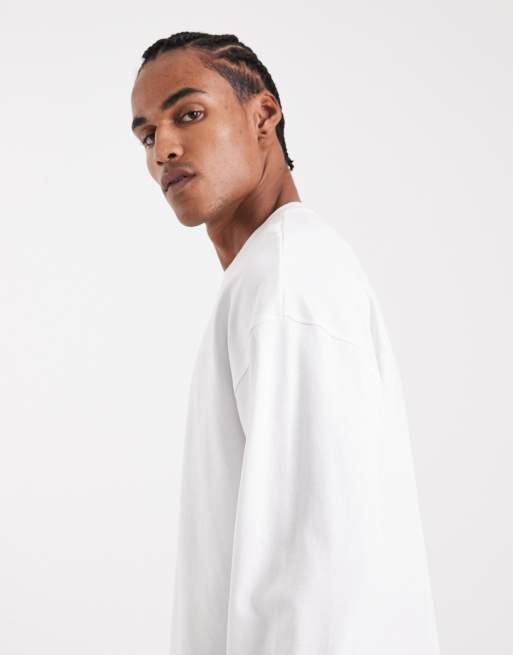 ASOS DESIGN - Circular Design Collection - Hvid, oversized langærmet T-shirt i ekstra kraftigt stof , 4 af 5