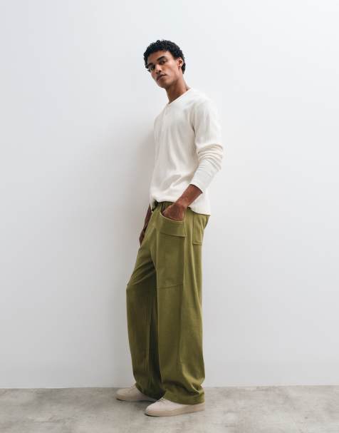 ASOS DESIGN - Circular Design Collection - Joggingbroek met wijde pijpen en cargozakken in groen - view 1