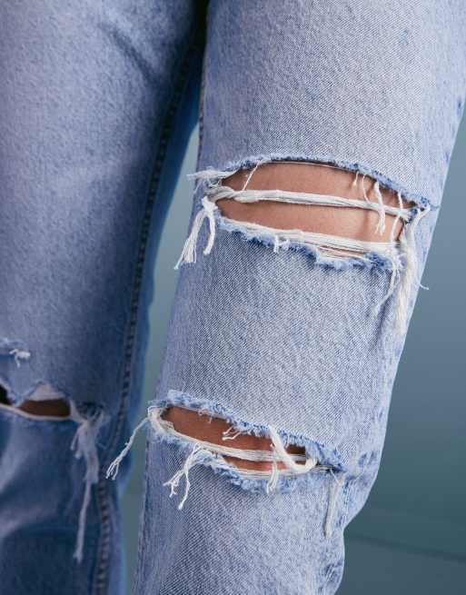 ASOS DESIGN – Circular Design Collection – Ljusblå, raka jeans med medelhög midja och revor, 5 av 5