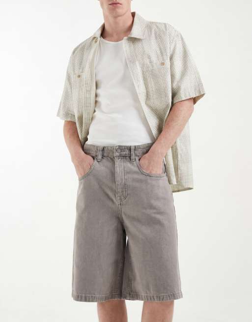 ASOS DESIGN – Circular Design Collection – Ljusgrå, tvättade, långa jeansshorts, 2 av 5