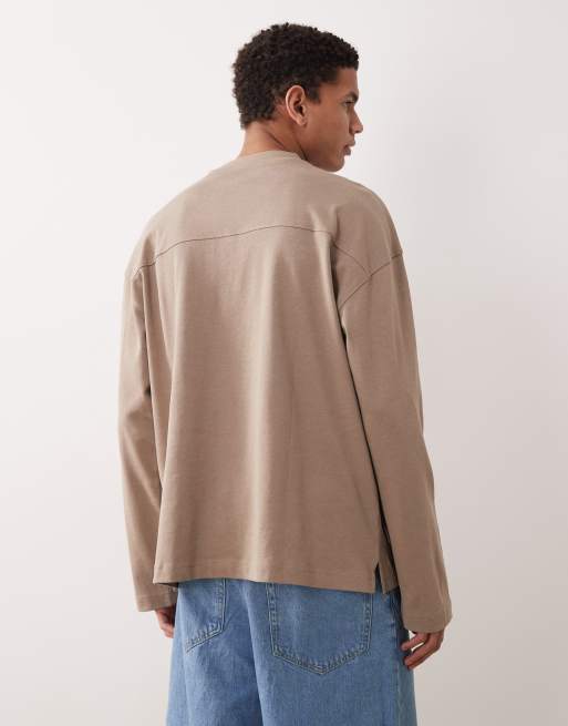 ASOS DESIGN - Circular Design Collection - Maglietta a maniche lunghe oversize in tessuto molto pesante marrone, 5 di 5