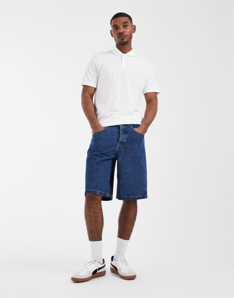 ASOS DESIGN – Circular Design Collection – Mellanblå, tvättade, långa jeansshorts - view 1