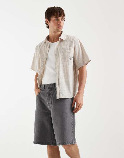ASOS DESIGN – Circular Design Collection – Mellangrå, tvättade, långa jeansshorts - view 1