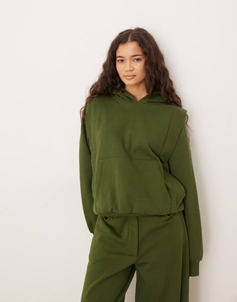 ASOS DESIGN - Circular Design Collection - Mørk olivengrøn hættetrøje med sømdetaljer - view 1