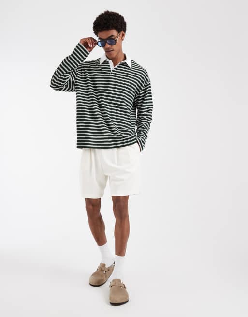 ASOS DESIGN – Circular Design Collection – Oversize-Shorts aus Jersey in Beige mit Bundfalten, 2 von 5