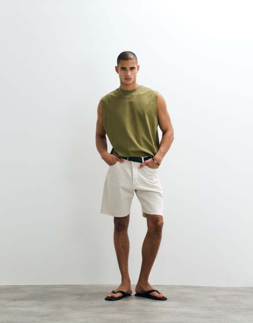 ASOS DESIGN - Circular Design Collection - Oversized kakigrøn overdel i ekstra kraftigt stof, 4 af 5