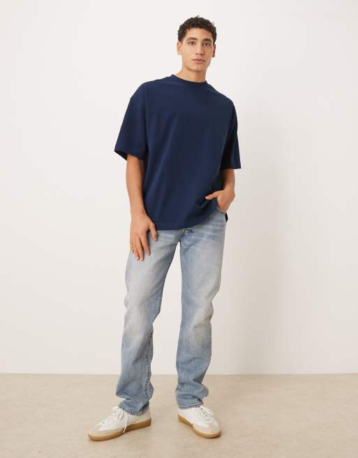 ASOS DESIGN - Circular Design Collection - Oversized T-shirt van superzware stof in marineblauw, 2 van 5