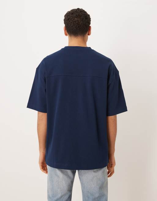 ASOS DESIGN - Circular Design Collection - Oversized T-shirt van superzware stof in marineblauw, 4 van 5