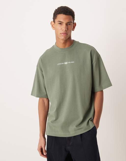 ASOS DESIGN - Circular Design Collection - Oversized T-shirt van superzware stof met Studios-print in groen, 3 van 5