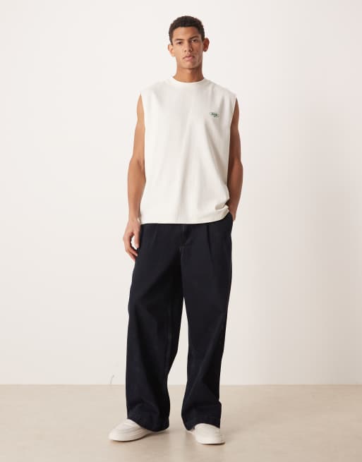 ASOS DESIGN - Circular Design Collection - Oversized tanktop van superzware stof met Venture Studios-print in neutraal, 2 van 5