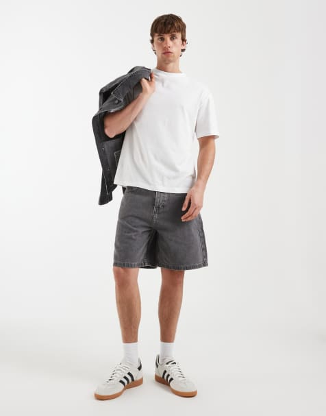 ASOS DESIGN Circular Design Collection - Pantalones cortos vaqueros grises de corte alargado con lavado medio - view 1
