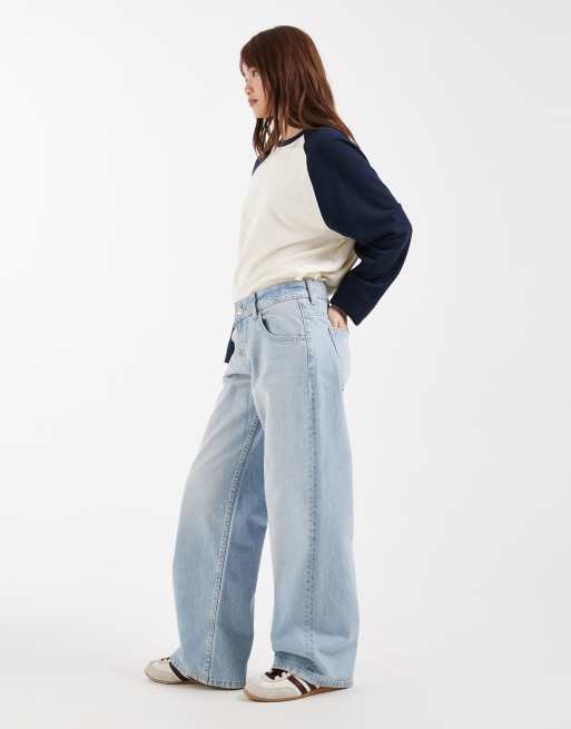 ASOS DESIGN - Circular Design Collection Petite - Oversized baggy boyfriend-jeans i lyseblå mellemvask, 2 af 5