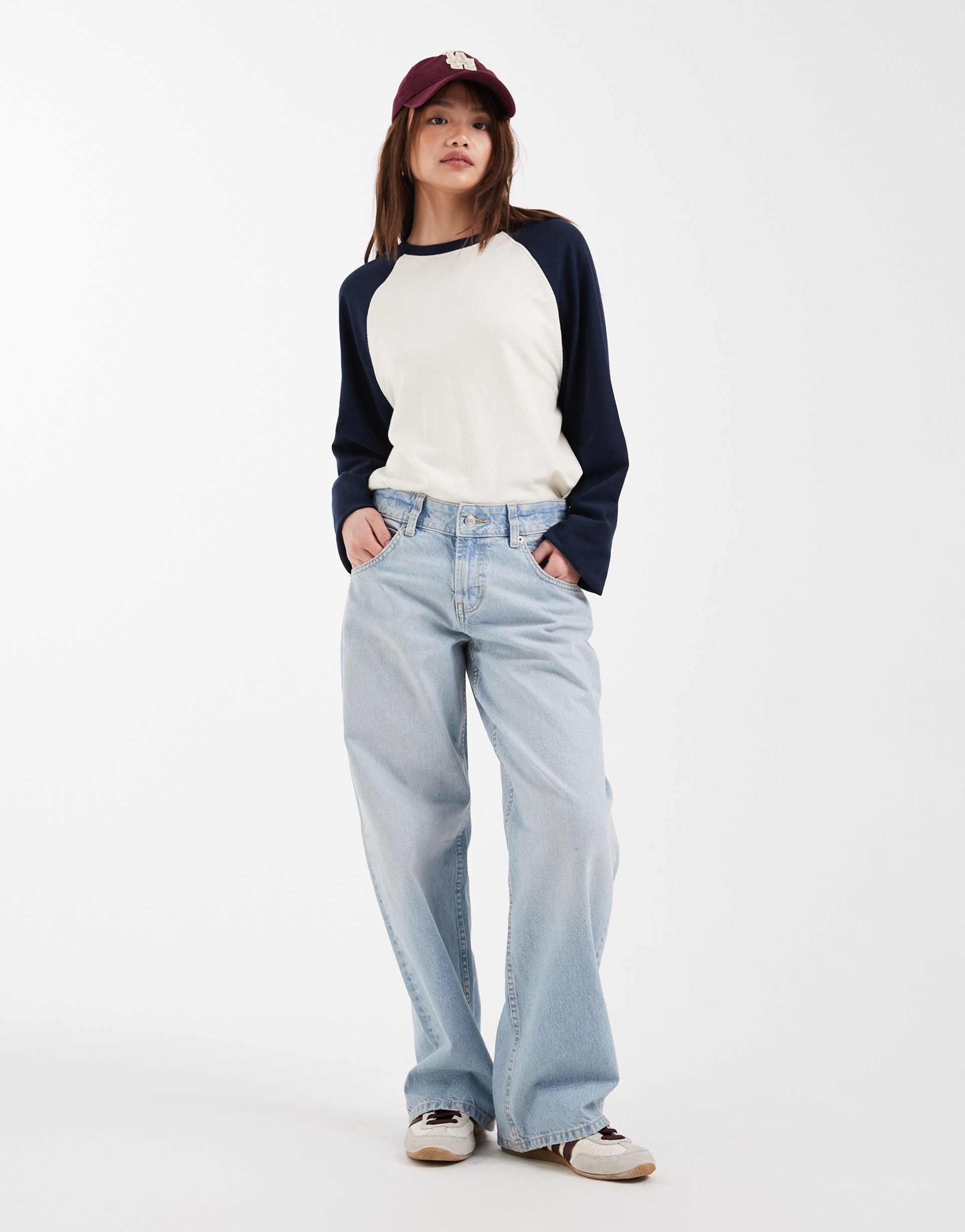 asos design circular design collection petite oversized baggy boyfriend jeans in soft light midwash