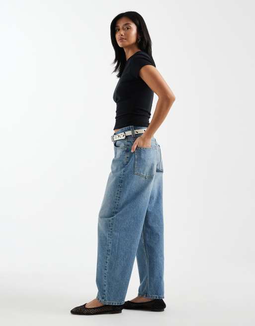 ASOS DESIGN Circular Design Collection Petite slim barrel jeans in light midwash , 3 of 5