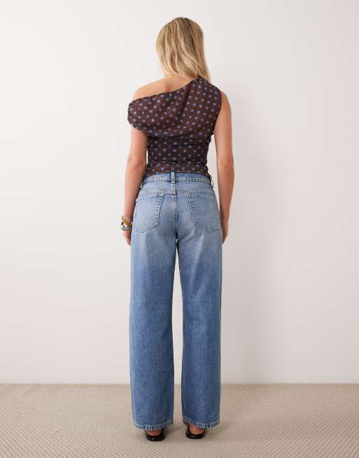 ASOS DESIGN Circular Design Collection Petite wide leg dad jeans in authentic midwash, 2 of 5