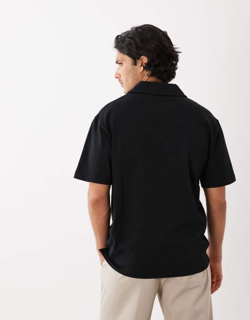 ASOS DESIGN - Circular Design Collection - Polo comoda super pesante nera, 3 di 5