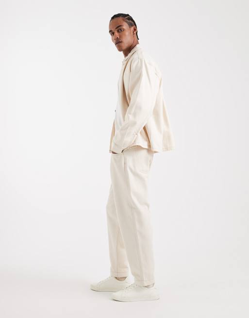 ASOS DESIGN Circular Design Collection relaxed tapered jeans in ecru - part of a set, 2 of 5